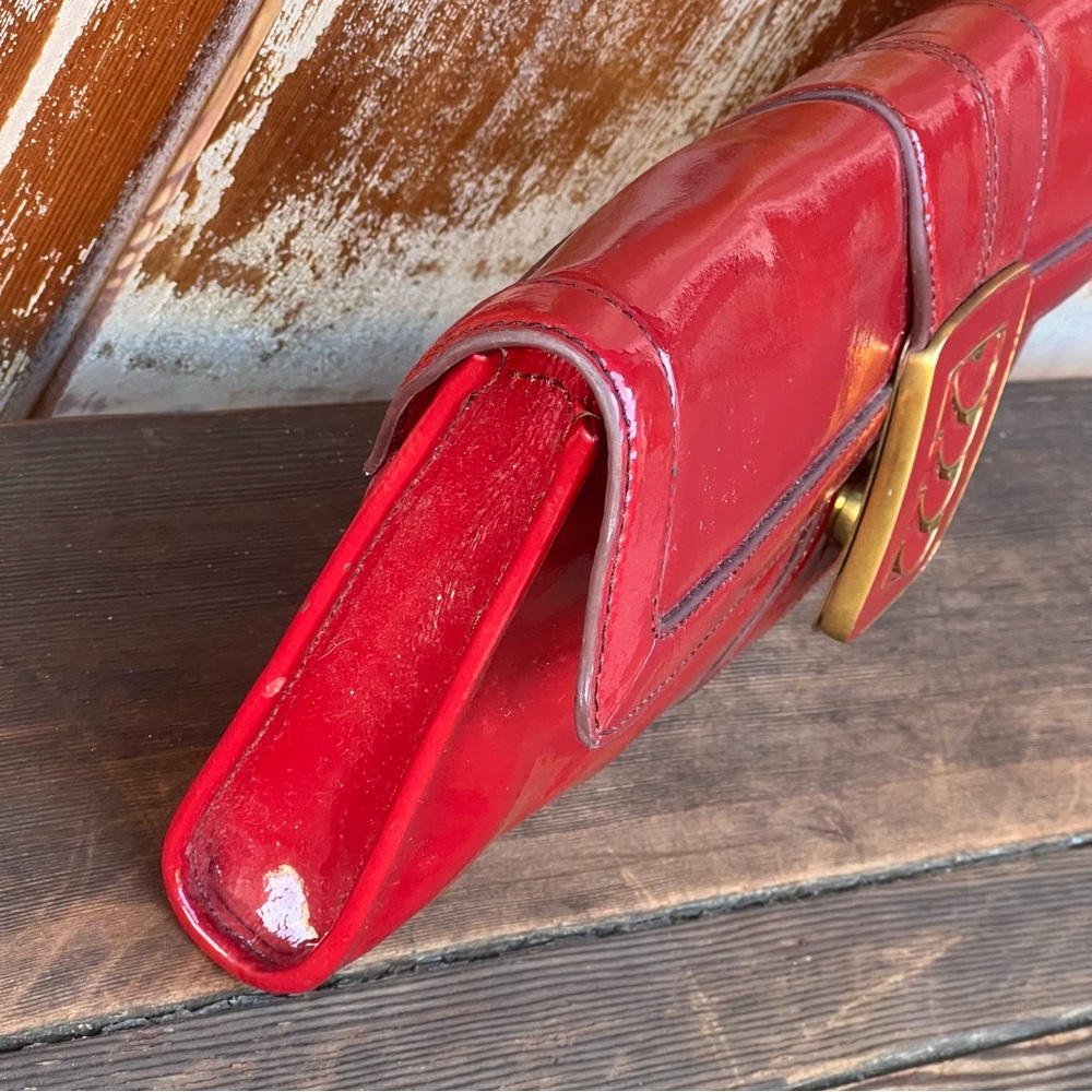 VINTAGE COLE HAAN Red Patent Leather Art Deco  Clutch - Picture 6 of 14